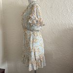 Lulu’s Dreaming of Romance Mint Blue Floral Ruffle Metallic Dress Medium Photo 8