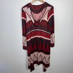 One World  Women 1X Plus Size NWT Brown Red Western Cardigan Aztec Country Hood Photo 1