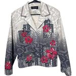 Christina Hope sz M Jacket Blazer Hibiscus Floral Wood Buttons VTG White Size M Photo 0