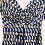 Boden Blue Geometric Print Long Sleeve Ruched V Photo 3