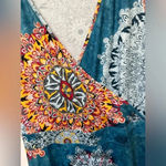 Guberry turquoise and orange patterned vneck dress NWOT Blue Size XXL Photo 4