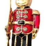 Vintage Precious Christmas Toy Soldier Pin Brooch Costume Jewelry Red Photo 0