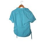 The North Face  Teal Check Pattern Vapor Wick Short Sleeve Blouse Women's Large Photo 1