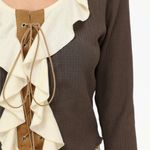 Cider  Lace Up Ruffle Blouse Photo 1