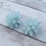 Vintage Clip On Earrings Large Light Green Stamped Western Germany Photo 1