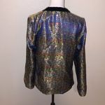 Reversible black velvet Metallic colorful flower print colored blazer jacket Photo 9