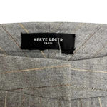 Herve Leger High Waist Wide Leg Dress Pants Striped Luxury Professional Size L Photo 5