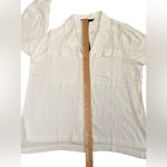 White House | Black Market Long sleeve pocket soft shirt Chiffon button down ecru minimalist office Photo 8