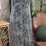 Saltwater Luxe NWT M. Fredric Indigo Gray & Ivory Open Back Slit Midi Dress Photo 0