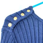 Ralph Lauren Lauren  Size‎ Large Sweater Navy Blue Accent Buttons Knit Nautical Photo 2