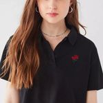 Urban Outfitters collared crop top with rose patch Photo 0
