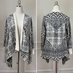 Anthropologie  Tiny Black Cream Southwestern Pattern Waterfall Open Cardigan XS Photo 1