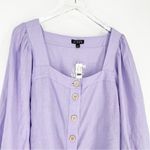 J.Crew NWT  Square Neck Button Down‎ Linen Top L Purple Photo 3