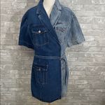 VICI Stylish Two-Tone Denim Mini Dress with attached belt Photo 1