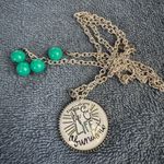 Plunder I have come to bring you life & abundant Silver and Green long necklace Photo 1