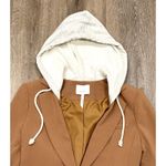Cinq à Sept Cinq a Sept Khloe Hooded Blazer Womens 2 Tan Camel Jacket Knit Sleeve Hoodie Photo 9