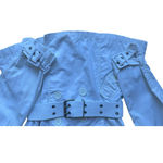 Max Rave Large Y2K White Double Breasted Short Belted Cropped Trench Coat Jacket Photo 9