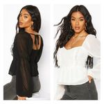 Boohoo Babydoll Whimsygoth crop blouse women’s 8 chiffon ruffle sweetheart NEW Photo 2
