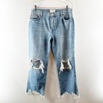 Free People Maggie Busted Knee Distressed Raw Hem Jeans Blue 29 Photo 1