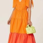 Color Me Courtney Louise Maxi Dress Orange Colorblock Vibrant Tangerine Citrus 8 Photo 0