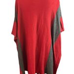 Chico's Women's Red Gray One Button Lightweight Poncho Sz OS Transition Piece Photo 1