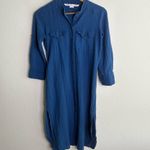 Veronica Beard  Blue Tie Waist Button Down Dress Photo 3
