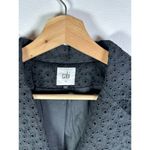 CAbi  Flamenco Black Eyelet Lace Ruffle Trim Button Front Blazer 0 Photo 3