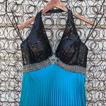 Mori Lee Y2K beaded sequin halter prom dress maxi gown teal black 5/6 Photo 2