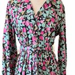 Roberta Roller Rabbit ROLLER RABBIT Shirt Maxi Dress Floral Blue Long Sleeve Cotton Button Down Medium Photo 2