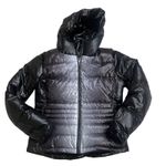 Volkl Womens Black Puffer Jacket Hooded Logo Print Full Zip Sz 10 Ombre ski ec Photo 0