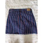 American Eagle Denim Mini Skirt Striped Red White Blue Frayed Hem Size 6 New Photo 3