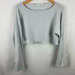 ZARA Knit Grey Cropped Tie Sleeve Sweater S Photo 0