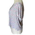 Hippie Rose  Ribbed Floral Print Short Sleeve Tie Front Top Photo 1