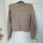 BLANK NYC  Cream Oatmeal Horizontal Cable Knit Crewneck Sweater XS NWT Photo 2