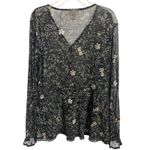 Style & Co Sheer Black Floral Long Sleeve Tiered Top Size Small Dark Fairy Romantic Photo 1