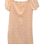 Madden NYC Smocked Gingham Plaid Off Shoulder Dress Orange White‎ XL Photo 0