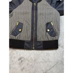 J.Crew  Womens Bomber Jacket Small Gray Pinstripe Wool Blend Full Zip‎ Photo 8