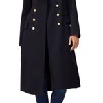 Victor Alfaro Collective Navy Blue Twill Double Breasted Coat Size Small $585 Photo 0