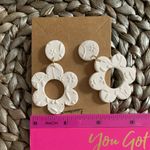 Large Textured Flower Clay Earrings in Cream Photo 9