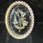 Whiting Davis Co Vintage Floral Engraved Cameo Ring Black Photo 1