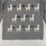 J.Crew Wool Llama Alpaca Jeweled‎ Embellished Sweater Womens S Small Gray Photo 3
