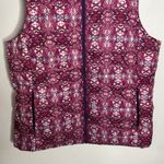 Title Nine Hooded Quilted Puffer Vest Maroon Pink Ikat Pattern size M Photo 3