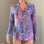 Lilly Pulitzer  Sleepwear Pajama Top Womens Medium Pink Floral Button Down #172 Photo 0