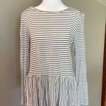Ginger G Black White Stripe Long Sleeve Ruffle Top Blouse Medium Photo 0