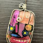 Colorful Wire Wrapped Pendant Pink Photo 0