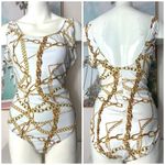 Cover Girl White Gold Chain Print One Piece Swimsuit Plus Size 16 1X Photo 8