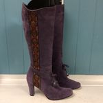 Taryn Rose  purple suede‎ brocade heeled boots women’s size 38 7.5 witchy costume Photo 4