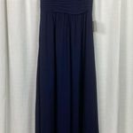 Lulus Lulu’s Navy Blue Leading Roll V Neck Ruched A Line Chiffon Maxi Dress Sz.M NWT Photo 3