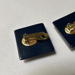 Les Bernard Vintage Blue Statement Square Clip On Earrings Signed Photo 3