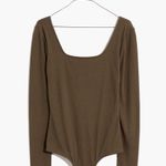 Madewell  Square-Neck Thong Bodysuit Olive Green size XL Photo 0